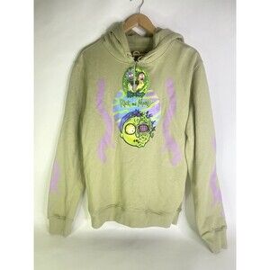 Rick and Morty Pullover Sweatshirt Hoodie Olive Green Mens Size L Freeze Max